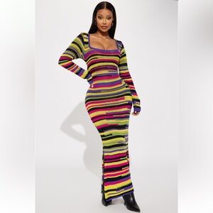 Fashion Nova multi colored sweater maxi dress
